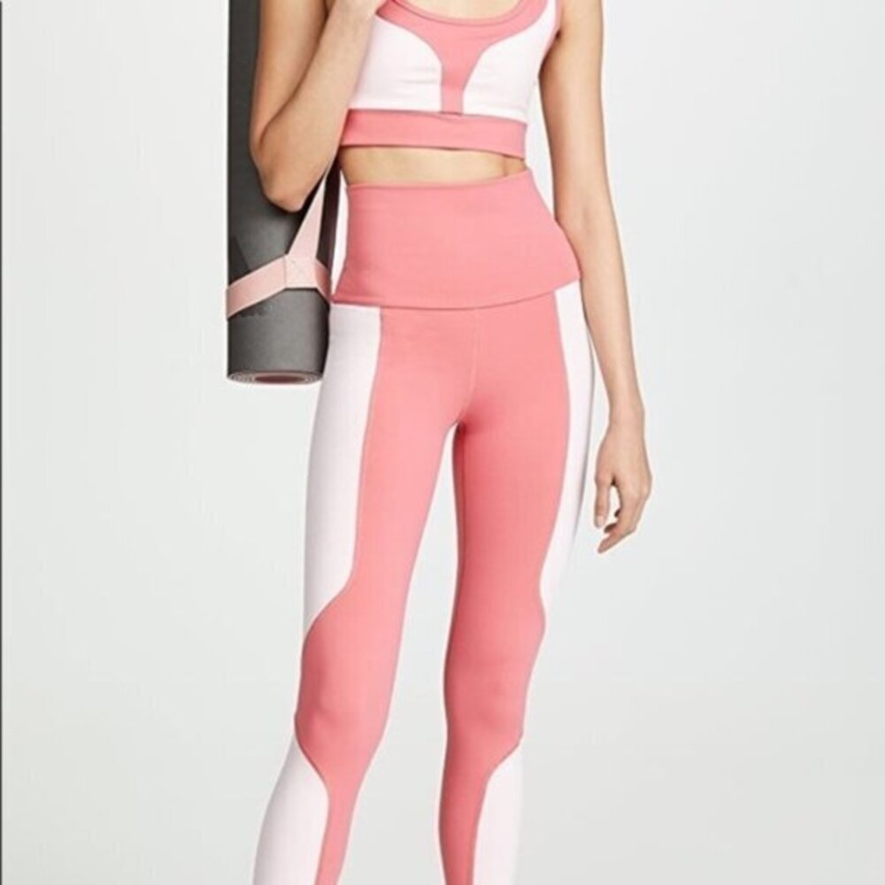 Live The Process Leggings Geometric Colorblock High Rise Pink Size XS Activewear